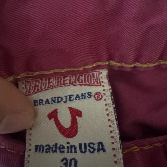 True Religion Pink Denim Pants with Contrast Stitching - Picture 4 of 4